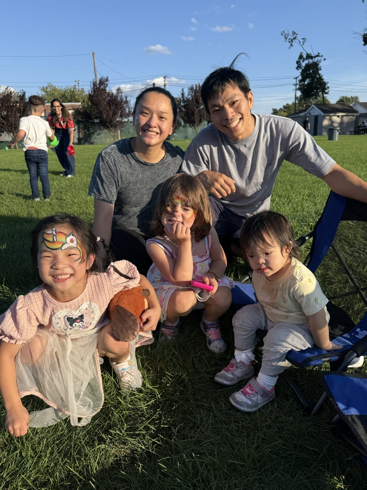 Families enjoyed activities and face painting before the outdoor movie.